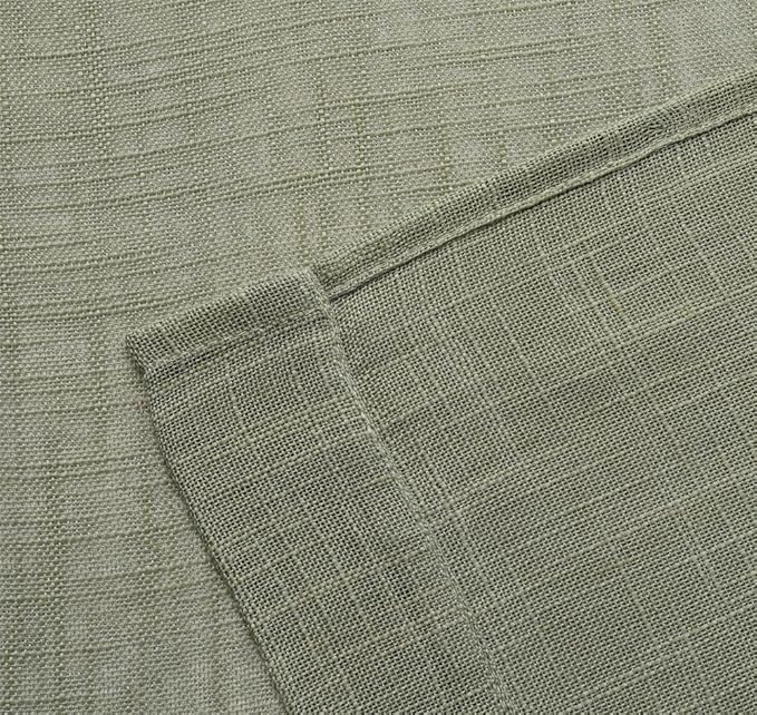 MIUCO Semi Sheer Curtains Poly Linen Textured Solid Grommet Curtains 95 Inches Long for Bedroom 2 Panels (2 x 37 Wide x 95" Long) Sage-Ruum Studio Home