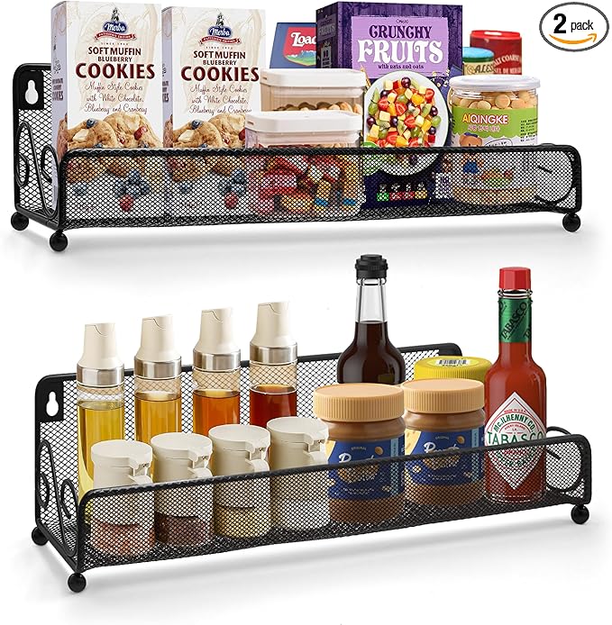 2 pack spice rack organizer for wall mounted or countertop, Jars Storage Organizer, Cabinet Holder, kitchen metal spice seasoning storage for RVs, Cabinet, Pantry Doors, Bathroom, Shower, Home Decor-Ruum Studio Home