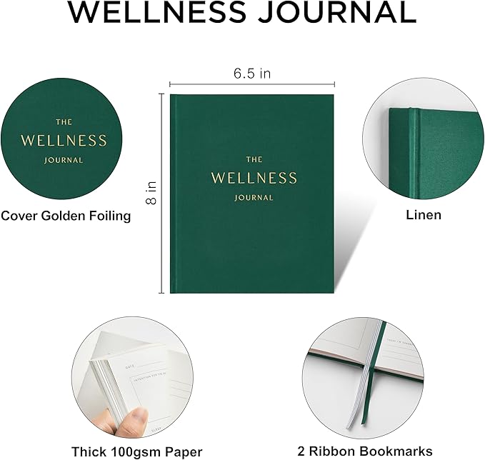 And Per Se Wellness Journal, Undated Daily Wellness Planner to Practice Positive Thinking, Mindfulness & Reflection, 91 Days Self-Care Journal For Women & Men(Forest Green)-Ruum Studio Home