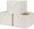 Bidtakay Baskets Collapsible Large Toy Storage Baskets for Organizing Set of 3 Closet Organizer Linen Cream Storage Bins 15 X 11 X 9.5 Inch Shelf Organizer Bins for Nursery Storage (Light Beige)-Ruum Studio Home