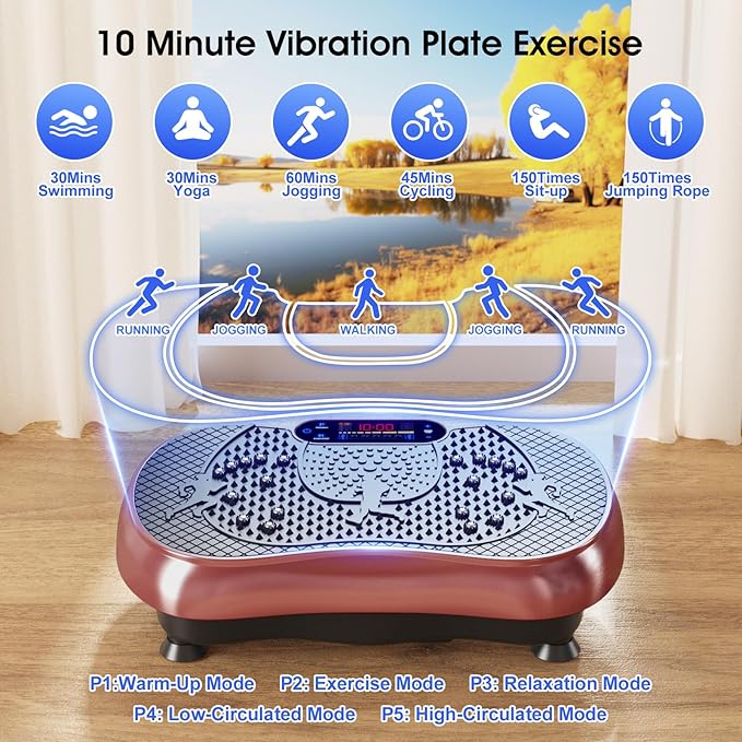 Vibration Plate Exercise Machine, 180 Speed Levels Vibration Plate for Lymphatic Drainage, Whole Body Workout Vibrating Fitness Platform, Effective for Weight Loss, Shaping, Toning & Wellness-Ruum Studio Home