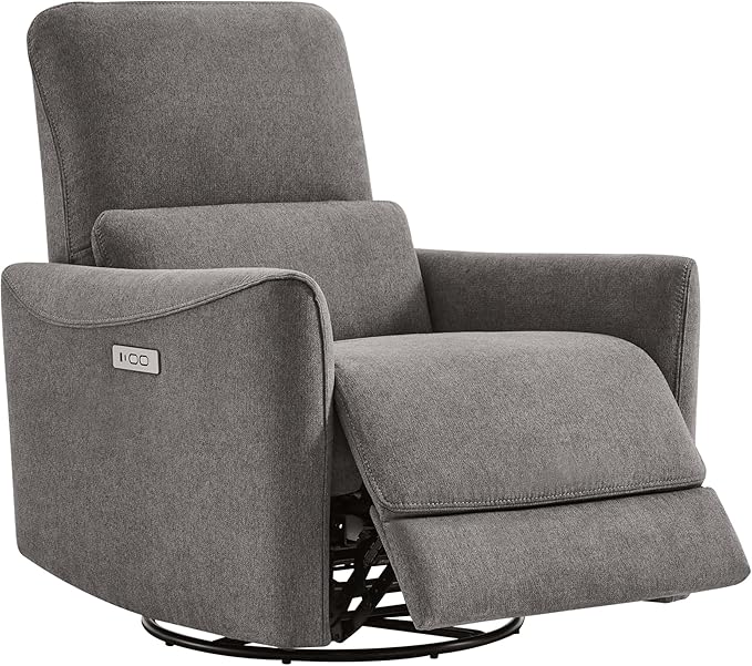 CHITA Power Recliner Chair Swivel Glider, FSC Certified Fabric Living Room Reclining Sofa Chair with Lumbar Support, Metal Grey-Ruum Studio Home