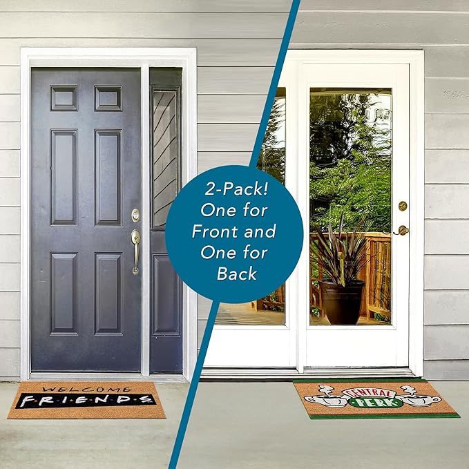 Gertmenian Friends Coir Doormat - 2x3 Welcome Mat (2-Pack), Ideal for High Traffic Areas in Front Door, Garage, Entryway - Paramount Central Perk/Welcome, 80028-Ruum Studio Home