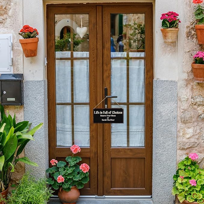Life Is Full Of Choices Remove Your Shoes Or Scrub The Floor Wooden Hanging Sign Plaque, Wall Decor Sign With Inspirational Quotes,Rustic Wood Sign Wall Art for Home Living Dining Room Farmhouse - A30-Ruum Studio Home