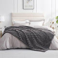 Amélie Home Faux Fur Throw Blanket for Couch, Cozy Fuzzy Fluffy Fur Luxurious Soft Striped Plush Gift Blankets for Family Sofa Chair Bed Living Room Bedroom, 60"x80", Charcoal Grey-Ruum Studio Home
