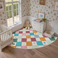 jinchan Kids Rug for Nursery 6ft Radius Corner Washable Area Rug Modern Colorful Quarter Circle Rug Soft Non-Slip Carpet for Bedroom Playroom Daycare Reading Nook Kitchen Classroom Confetti on Cream-Ruum Studio Home