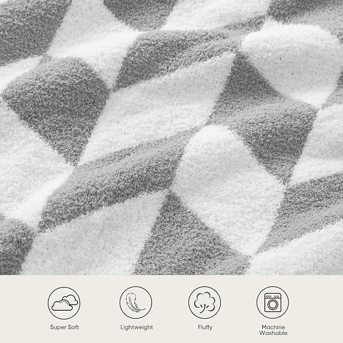 Snuggle Sac Chevron Throw Blanket for Couch, Reversible Super Soft Warm Blankets Cozy Knit Fuzzy Plush Lightweight Throws for Sofa, Bed, Camping,Grey,50x60 inches-Ruum Studio Home