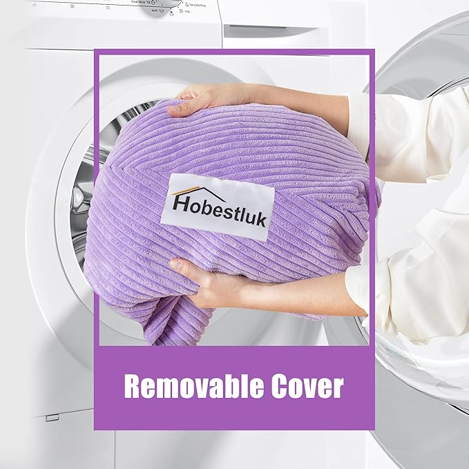 Hobestluk 3.5FT Bean Bag Chair Adult Bean Bag Chair Large Bean Bag Chair with Filler Included Teardrop Bean Bag with Removable Cover for Bedroom Living Room - (Large, Purple)-Ruum Studio Home