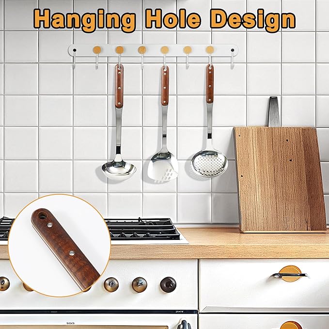 FJNATINH Stainless Steel Wok Spatula,Ladle,Skimmer Ladle Tool Set,Mirror Polished Cooking Utensils with Wooden Handle,Easy to Clean Wok Accessories,Sliver 3 PCS-Ruum Studio Home