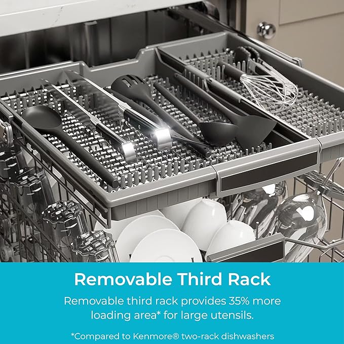 Kenmore 24" Built-in Stainless Steel Tub Dishwasher EasyFlex 3rd, SmartWash, UltraWash Plus, TurboDry, and Adjustable Rack, Energy Star Certified, Fingerprint Resistant-Ruum Studio Home