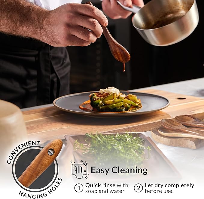Zulay Kitchen 15-Piece Teak Wooden Utensils for Cooking - Natural Teak Utensil Set with Premium Gift Box - Non-Stick Wooden Spoons for Cooking - Kitchen Gift Set - Comfortable Grip Wooden Utensil Set-Ruum Studio Home