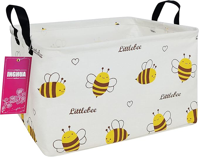 Rectangular Storage Basket Fabric Organizer Bin for Toys,Books,Clothes,Gifts,Pets-Perfect for Home,Office,Nursery,Dorm,Shelf(Rec-Bee )-Ruum Studio Home