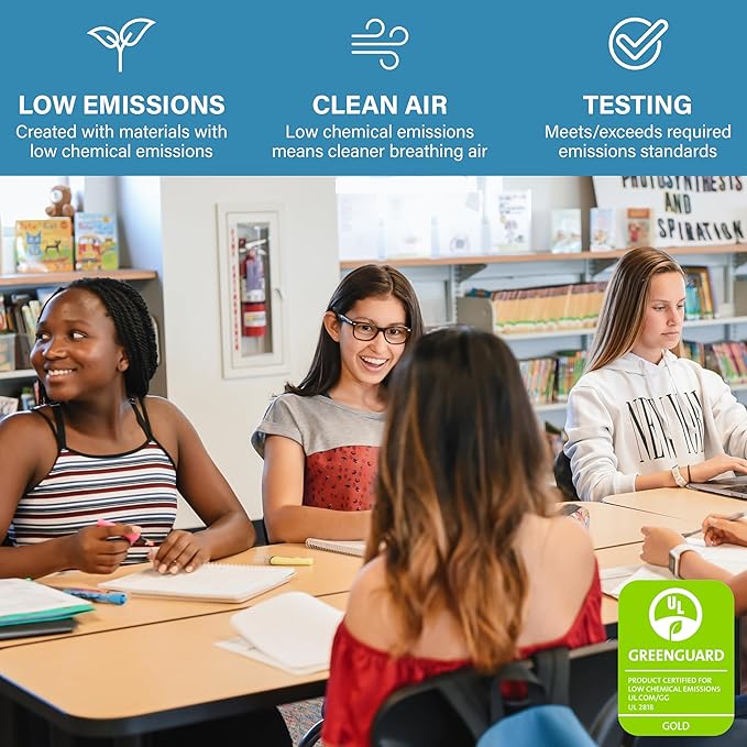 FDP Rectangle Activity School and Classroom Kids Table (24 x 36 inch), Chunky Toddler Leg, Adjustable Height 15-24 inches - Gray Top and Red Edge-Ruum Studio Home
