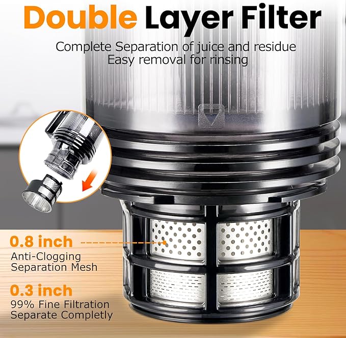 Cold Press Juicer,Slow Masticating Juicer Machines with 5.3" Large Feed Chute for Most Fruits and Vegetables,Easy to Clean Lemon Orange juicer with 250W Motor and High Juice Yield (Obsidian black)-Ruum Studio Home