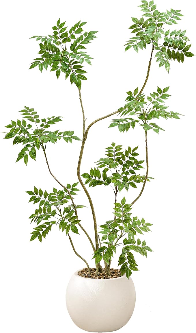 Artificial Mahonia Fortunei Tree 6ft,Tall Fake Plant Artificial Sumac Tree, Faux Plants Indoor Fake Plants Decor with Pots for Home Office Bathroom Bedroom Living Room Decorations Housewarming-Ruum Studio Home