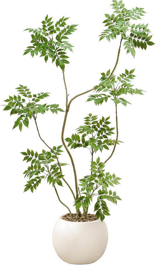 Artificial Mahonia Fortunei Tree 6ft,Tall Fake Plant Artificial Sumac Tree, Faux Plants Indoor Fake Plants Decor with Pots for Home Office Bathroom Bedroom Living Room Decorations Housewarming-Ruum Studio Home