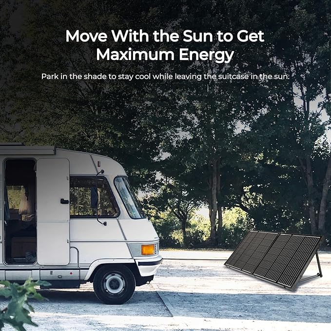 Renogy 100 Watt 12 Volt Portable Solar Panel with Waterproof 20A Charger Controller Foldable 100W Solar Suitcase with Adjustable Kickstand for Power Station, 100W Panel-20A Controller, Black-Ruum Studio Home