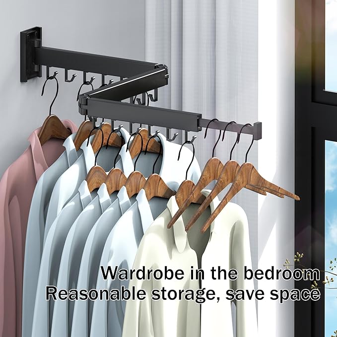 Clothes Drying Rack,Drying Rack Clothing,Luandry Drying Rack,Clothes Hanger Rack,Wall Mounted Luandry Rack,Folding Retractable,Frosted Stone Black Classic,ms-01-Ruum Studio Home