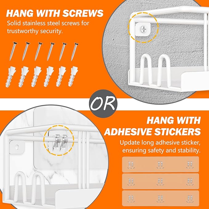 Spice Rack Wall Mounted 3 Pack, Space-Saving Spice Organizer for Spice Jars and Seasonings,Screw or Adhesive Hanging Spice Rack Organizer for Your Kitchen Cabinet,or Pantry Door White-Ruum Studio Home