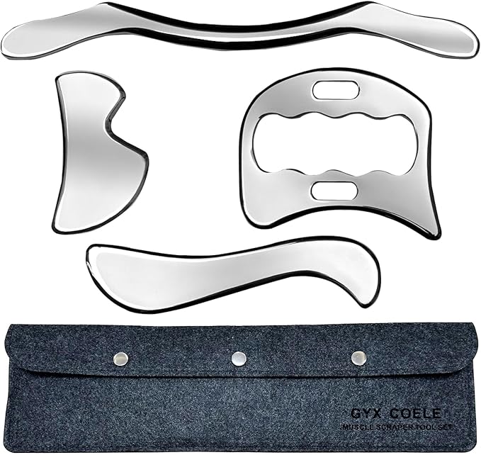 4 in 1 Stainless Steel Gua Sha Muscle Scraper Tool, Professional IASTM Physical Therapy Tool Set for Massage and Scraping （4pcs Carry Bag）-Ruum Studio Home