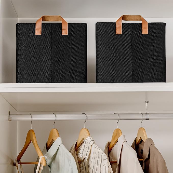 GRANNY SAYS Storage Baskets for Shelves, Closet Organizer Bins, Clothes Storage Bins with Metal Frame, Extra Large Baskets for Organizing and Storage, Collapsible, Black, 2-Pack-Ruum Studio Home