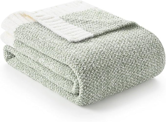 Snuggle Sac Sage Green Throw Blanket 50"x70", Super Soft Warm Microfiber Blankets Cozy Knit Fuzzy Lightweight Oversized Throws for Couch, Sofa, Bed, Camping, Picnic (Sage Green, 50x70 inches-Ruum Studio Home