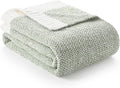 Snuggle Sac Heather Sage Green Blanket for Couch, Reversible Super Soft Knitted Blankets Warm Cozy Fuzzy Plush Throw Blankets for Sofa, Bed, Camping, Sage Green, 60x80 inches-Ruum Studio Home