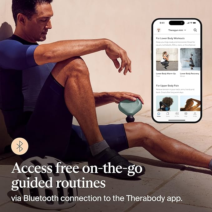 TheraGun Mini (2nd Generation) by Therabody - Handheld Electric Massage Gun - Compact Deep Tissue Treatment for Any Athlete On The Go - Portable Percussion Massager with QuietForce Technology (Green)-Ruum Studio Home