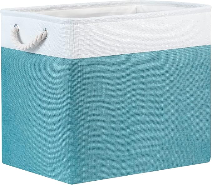 Bidtakay Storage Baskets Extra Large 17x12x15 In Teal Blue Nursery Toy Baskets Fabric Long Shelf Baskets for Organizing Set of 2 Linen Closet Bins for Shelves Decorative Blanket Basket Living Room-Ruum Studio Home