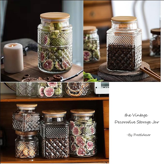 Large Glass Storage Jar, 60 FL OZ Glass Food Storage Containers with Bamboo Lid, Kitchen Containers Cereal Canisters Decorative Jar for Candy Snack Cookies Coffee Tea Nuts Airtight Glass Jars (Round)-Ruum Studio Home
