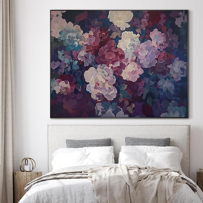 SIGNWIN 60"x72" Extra Large Framed Wall Art Bold Peony Bloom in Colorful Impressionist Style, Lush Floral for Home Living Room Bedroom Decor (Frame Assembly Required)-Ruum Studio Home