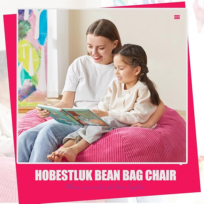 Hobestluk 3.5FT Bean Bag Chair Adult Bean Bag Chair Large Bean Bag Chair with Filler Included Teardrop Bean Bag with Removable Cover for Bedroom Living Room - (Large, Pink)-Ruum Studio Home