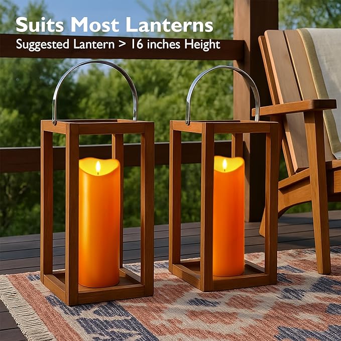 Homemory 4"x12" Halloween Orange Flameless Candles, Fall Candles, Outdoor Waterproof Flameless Candles with Remote and Timers, Battery Operated LED Pillar Candles, Won't Melt Plastic, Set of 2-Ruum Studio Home