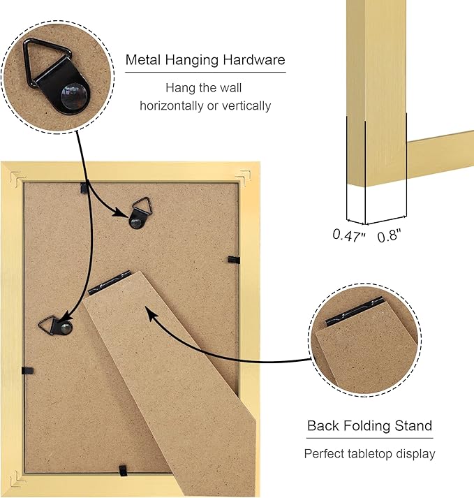 5x7 Picture Frame Set of 4, 5 x 7 Wood Photo Frames with Mat for 4x6, Wooden Frame with Real Glass Cover for Wall and Tabletop Display,Gold-Ruum Studio Home