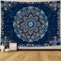 Fowocu Boho Floral Mandala Tapestry Wall Hanging Blue Bohemian Flower Medallion Tapestry Aesthetic Vintage Navy Hippie Indian Small Tapestries for Bedroom Living Room Dorm Decor 48 x 36 Inch-Ruum Studio Home
