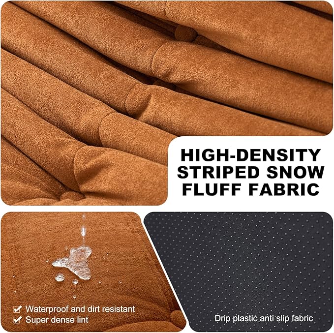 Full Foam Loveseat Sofa,Adults Bean Bag Chairs Floor Couch with Soft Waterproof Fabric,Armless Fireside Lounge Chair for Living Room,Apartment and Office (DarkOrange)-Ruum Studio Home