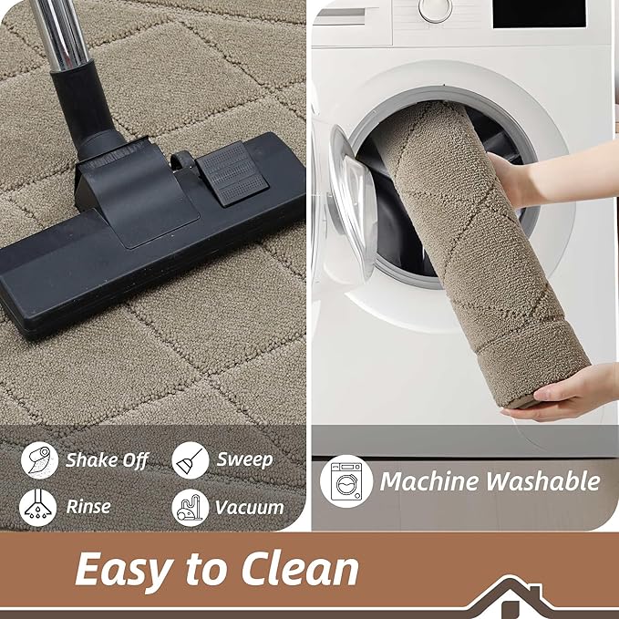 BEQHAUSE Dirt Trapper Door Mat 24" x 60", Doormat Non-Slip Entryway Rugs Washable, Dog Door Mat Stain Resistant and Absorbent Welcome Floor Mat for Front Back Door, Muddy Wet Shoes & Paws, Beige-Ruum Studio Home