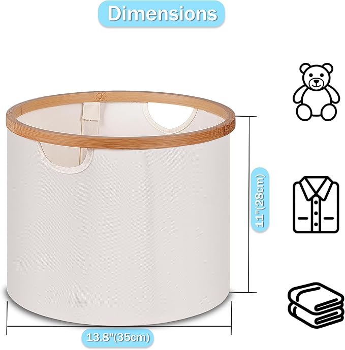 efluky Storage Baskets for Organizing, Fabric Storage Bins with Bamboo Handles, Collapsible Storage Baskets for Shelves and Closet,Medium, Beige Set of 2-Ruum Studio Home