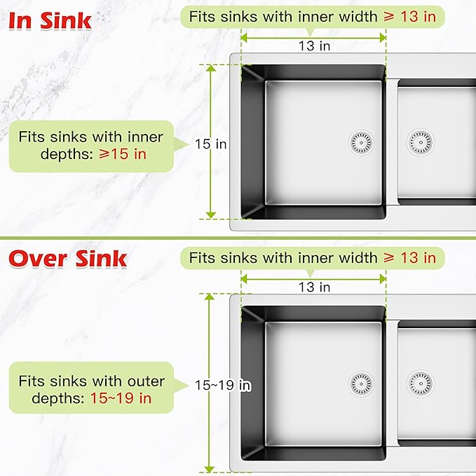 Dish Drying Rack in Sink, Expandable Stainless Steel Dish Drainer for Kitchen Sink, Dish Strainer Rack, Retractable Over Sink Dish Rack with Utensil Holder, 13.1''~16.6''D x 11.8''W, Silver-Ruum Studio Home