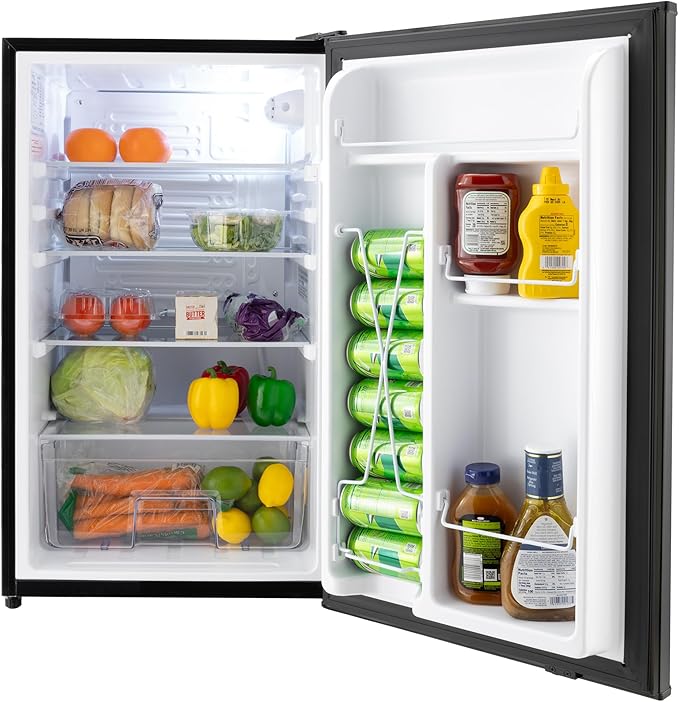 RecPro 3.3 Cu Ft 12V RV Refrigerator | Black Fridge with Adjustable Shelves, 18-Can Door Storage, Reversible Door | 7 Temp Settings, Frost-Free | Ideal for RVs & Small Spaces-Ruum Studio Home
