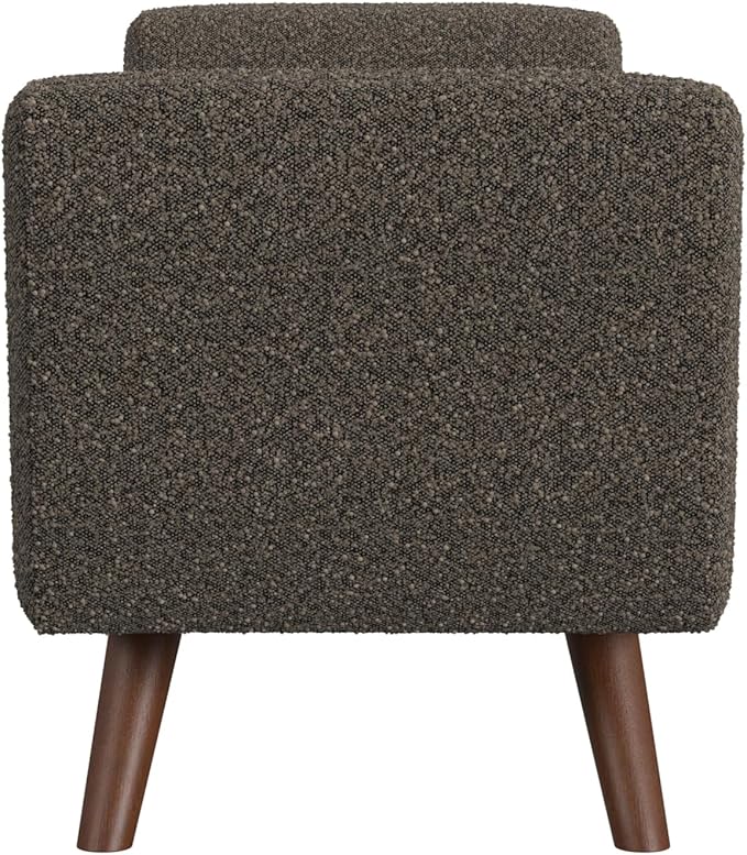 HomePop Modern Storage Bench with Wood Legs Home Décor|Bench with Storage for Living Room & Bedroom - Dark Brown Boucle-Ruum Studio Home