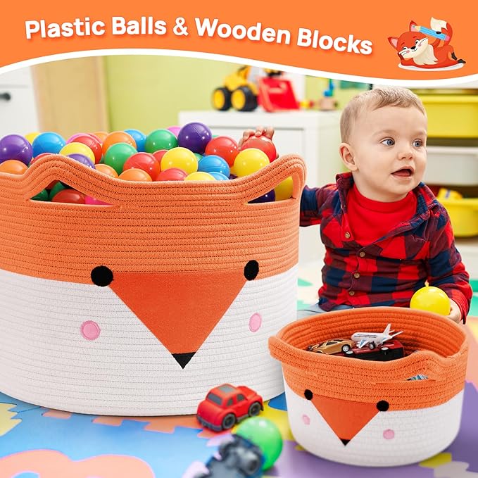 Large Baby Basket Toy Storage 3 Pack, (20"x13.8") Woven Baby Laundry Basket Blanket Basket, Stuffed Animal Storage, Baby Gift Basket Empty, Toy Basket for Kids, Dog, Cat.-Ruum Studio Home