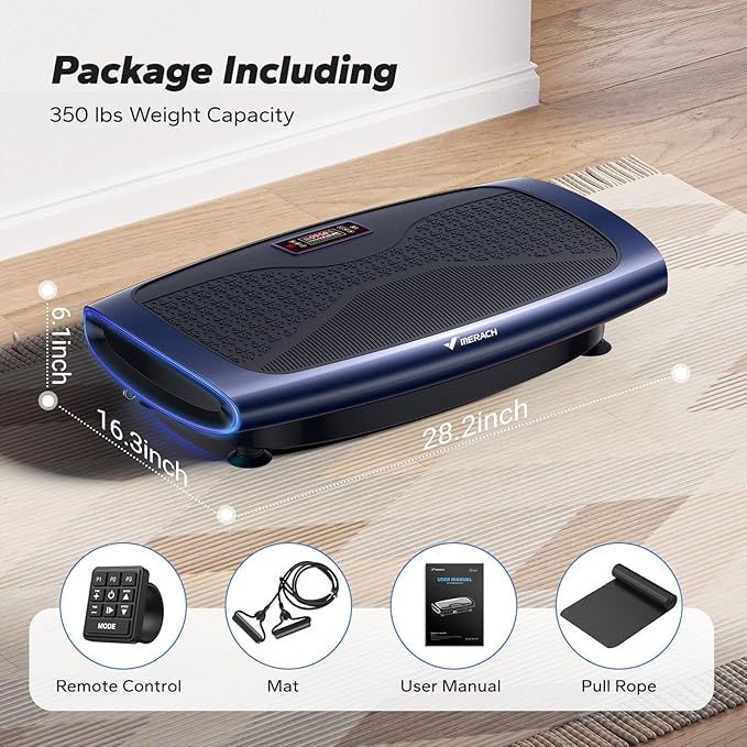 MERACH Vibration Plate Exercise Machine, 3D & 4D Vibration Plate with 2 Tension Ropes LED Display, Whole Body Vibration Platform for Women Men, Exercise Equipment for Home-Ruum Studio Home