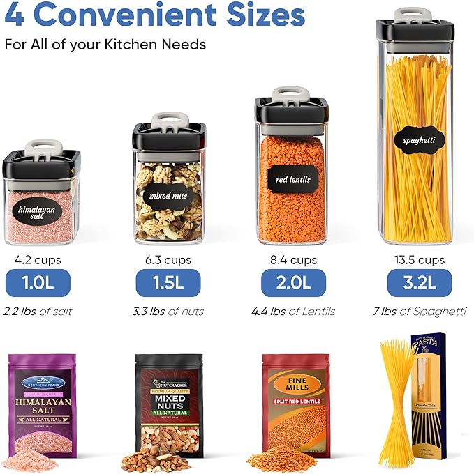 Chef's Path Airtight Food Storage Containers Set for Home Organization - 7 Piece Largest Flip Lock Set w/more Capacity - BPA Free Plastic Dry Food Storage Containers with Lids-Ruum Studio Home