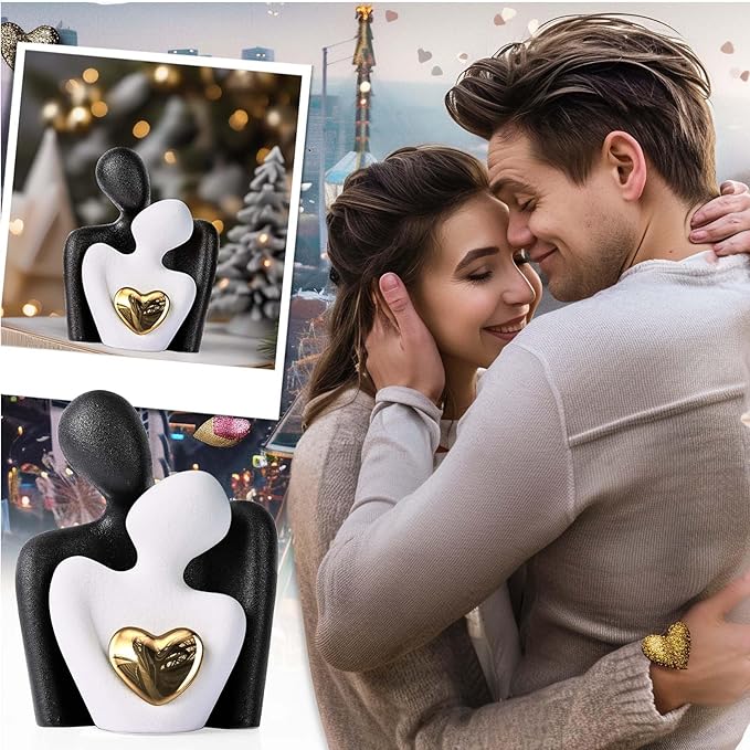 XMGZQ Mini Couple Statue Tv Stand Decor Items for Living Room Home Decor,Bedroom Decor for Couples Sculpture for Anniversary Wedding,Love Gifts for Couples 2025,Knick Knacks for Shelves-Ruum Studio Home