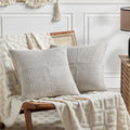 Fancy Homi 2 Packs Neutral Grey Decorative Throw Pillow Covers 16x16 Inch for Living Room Couch Bed, Rustic Farmhouse Boho Home Decor, Soft Corss Patchwork Corduroy Textured Square Cushion Case 40cm-Ruum Studio Home