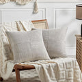 Fancy Homi 2 Packs Neutral Grey Decorative Throw Pillow Covers 18x18 Inch for Living Room Couch Sofa, Rustic Farmhouse Boho Home Decor, Soft Corss Corduroy Patchwork Textured Square Cushion Case 45cm-Ruum Studio Home