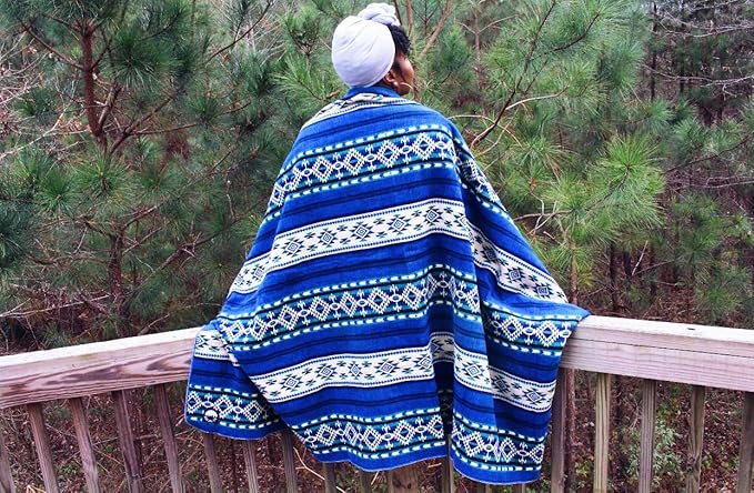 Off the Grid Inca Aztec Throw, Queen, King Blanket | Southwest Indian Navajo Boho Style | Native Cover for Camping, Bedding, Couch, Vanlife | Faux Alpaca, Lightweight, Hypoallergenic (Teal, Throw)-Ruum Studio Home