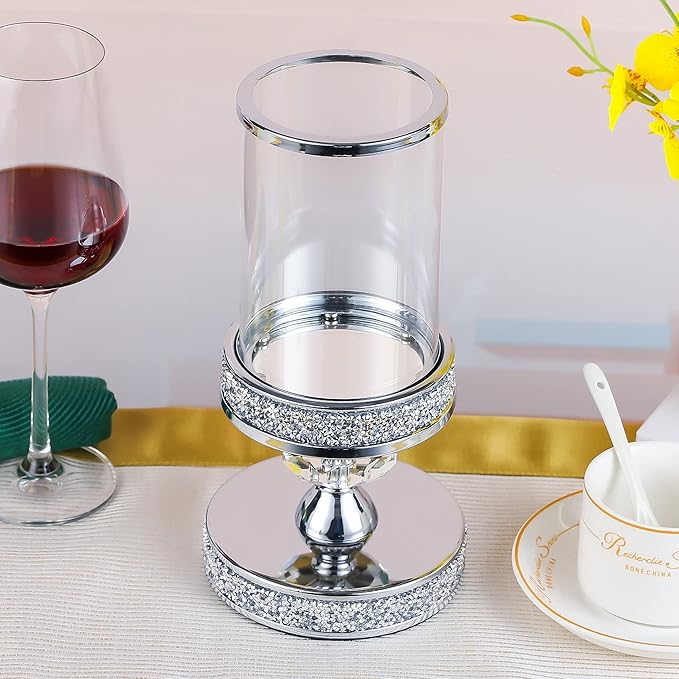 Candle Holder for Pillar Candle, Pillar Candle Holders for Wedding, Coffee Dining Table, Christmas, Table Centerpieces, Home Décor ZXC048D (1 Crystal Ball)-Ruum Studio Home