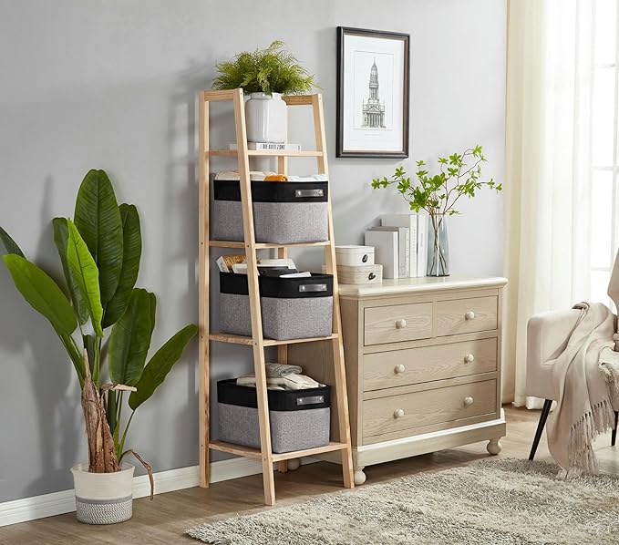 DECOMOMO Storage Baskets for Shelves - Fabric Closet Organizers and Storage Bins, Perfect Baskets for Organizing Closet Toys Nursery (Grey and Black, XL - 3 Pack)-Ruum Studio Home